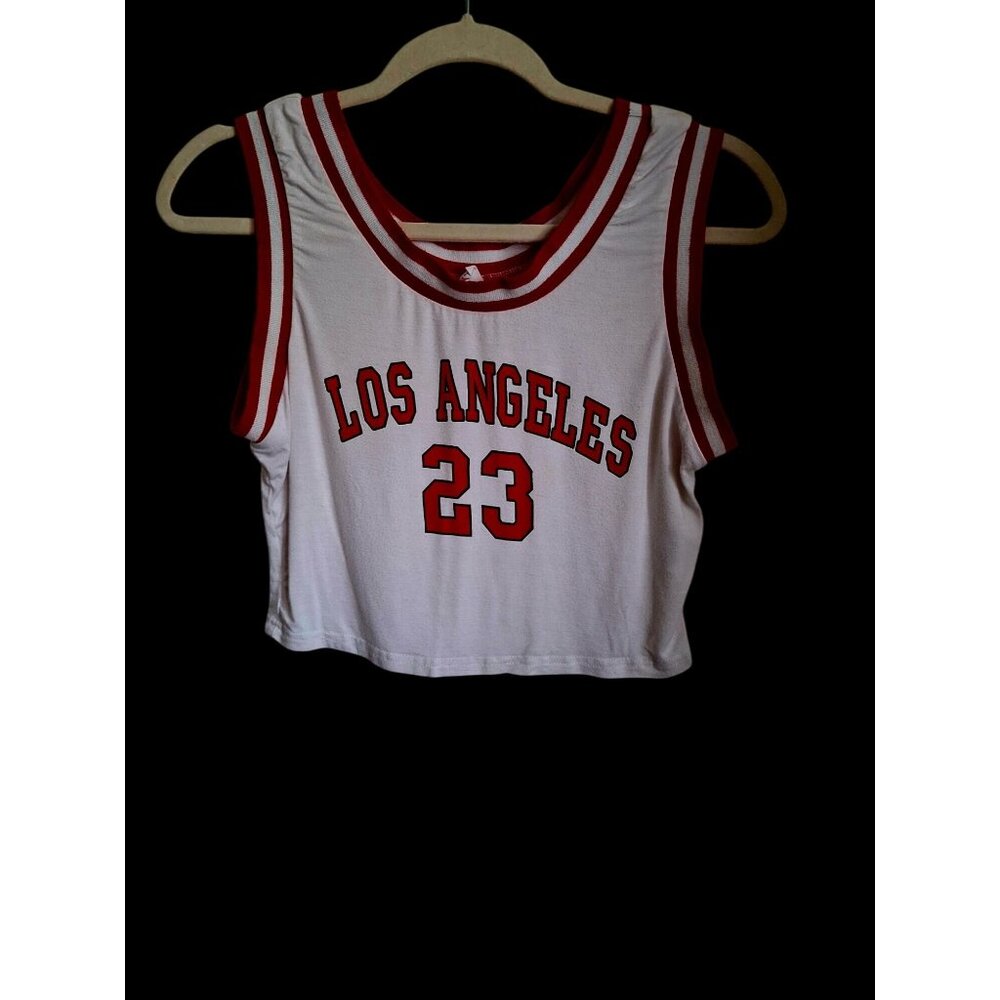 Vintage Los Angeles 23 White & Red Sleeveless Crop Top Jersey XL